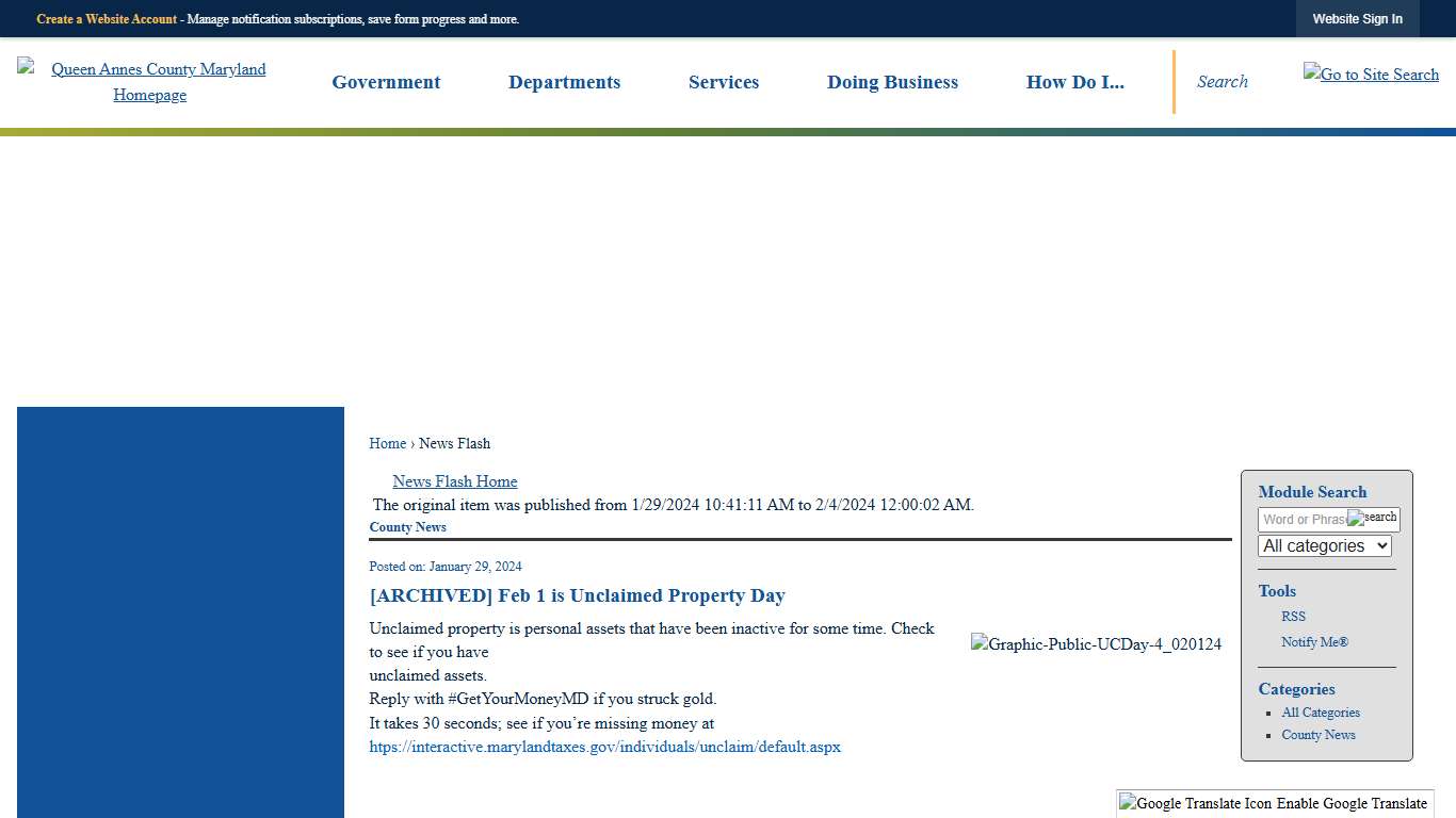 News Flash • Queen Anne's County, MD • CivicEngage