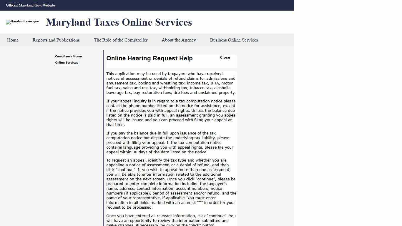 Online Hearing Request Help